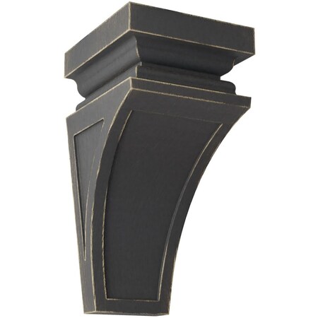 Ekena Millwork 6"W x 6 3/4"D x 12"H Large Nevio Wood Vintage Decor Corbel, Black CORWD06X06X12NEBL